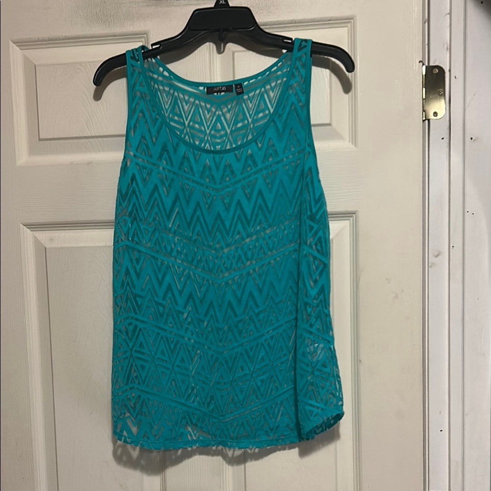 Apt. 9 Sheer Green Sleeveless Blouse Size Medium